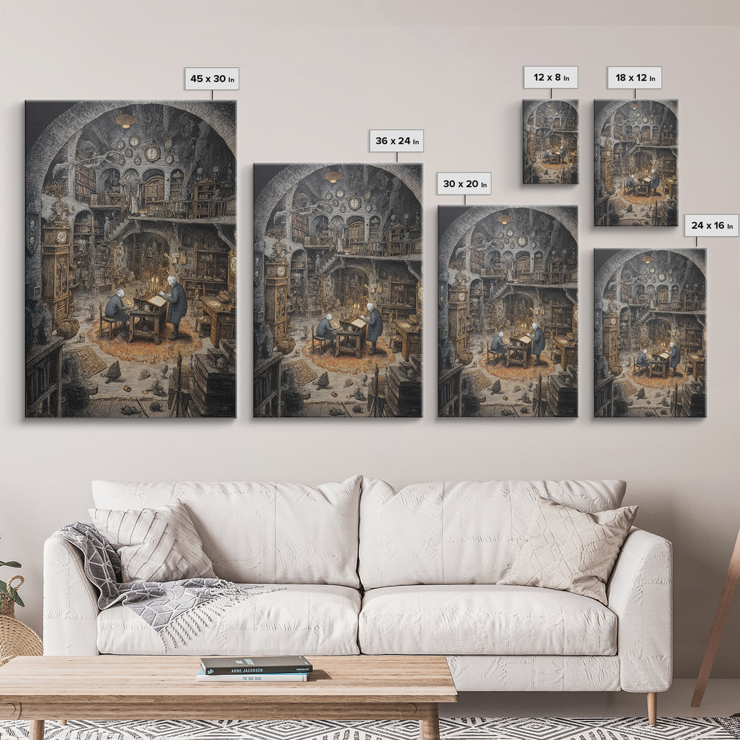The Midnight Antique Shop, Victorian Macabre Art, Vertical Wall Art, Macabre Wall Art, Framed Canvas Print, Halloween Wall Art
