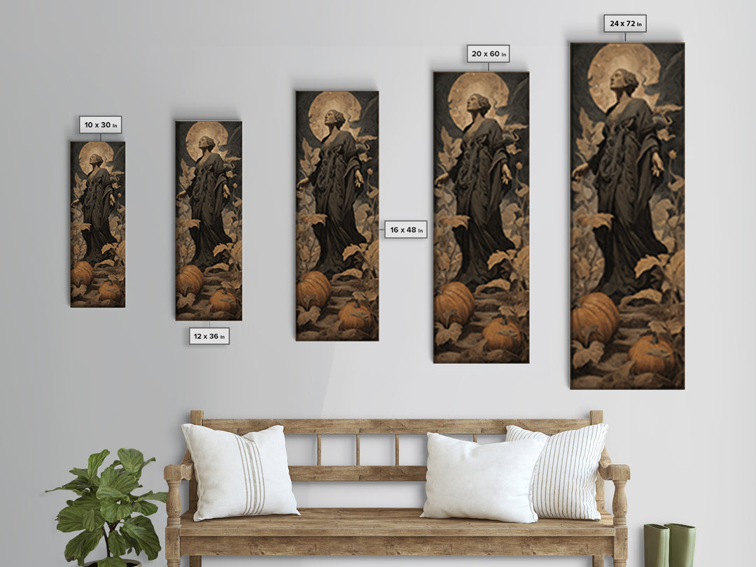 The Pumpkin Patch Maze, Dark Symbolist Art, Tall Narrow Wall Art, Gothic Horror Wall Art, Canvas Print, Halloween Wall Art