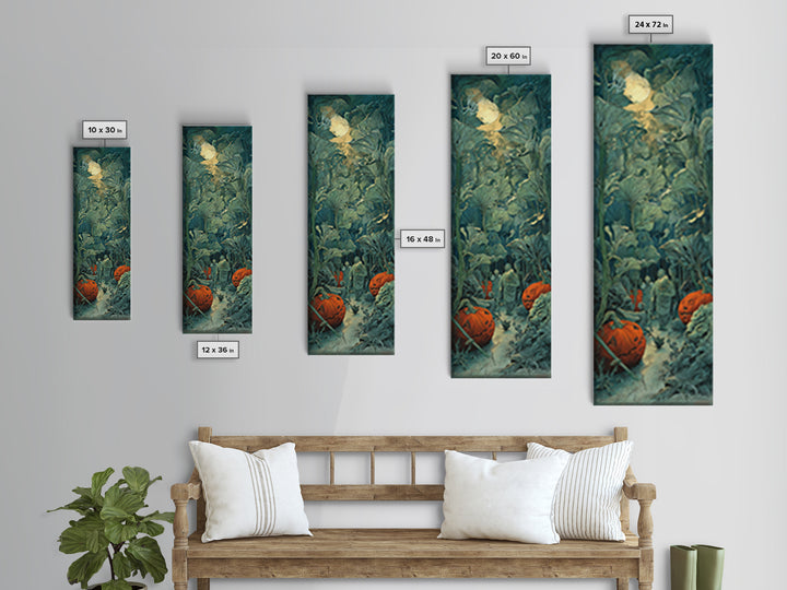 The Pumpkin Patch Maze, Expressionist Nightmare Art, Tall Narrow Wall Art, Dark Halloween Decor, Canvas Print, Halloween Wall Art