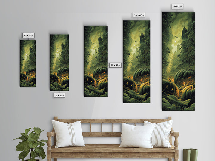 The Pumpkin Patch Maze, Surreal Apocalyptic Art, Tall Narrow Wall Art, Dark Halloween Decor, Framed Canvas Print, Halloween Wall Art