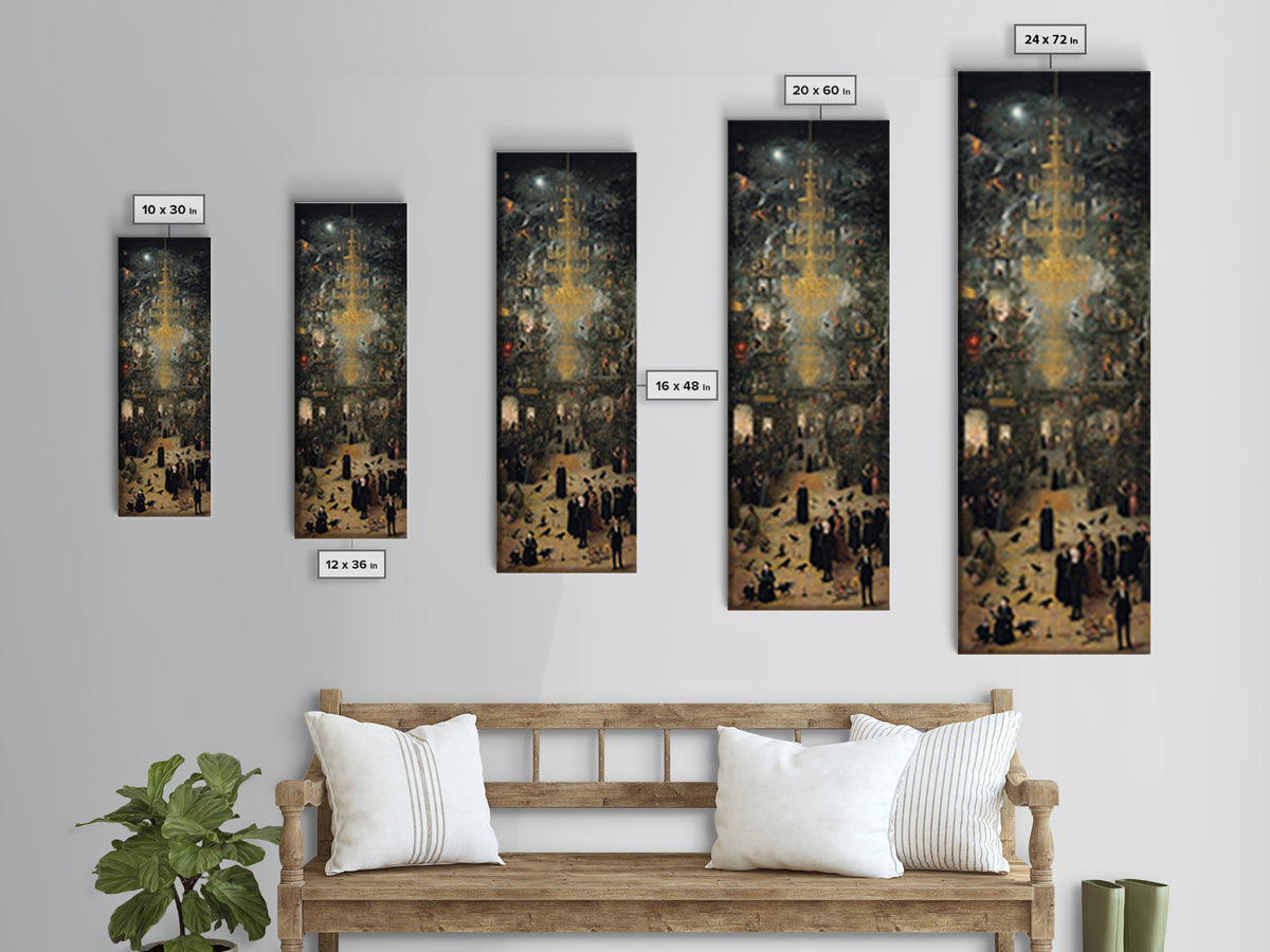 The Haunted Hotel, Medieval Grotesque Art, Tall Narrow Wall Art, Macabre Wall Art, Canvas Print, Halloween Wall Art