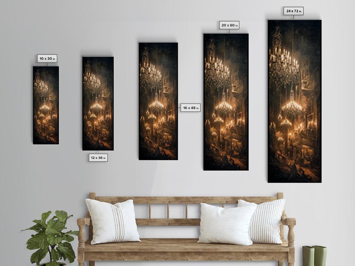 The Haunted Hotel, Dark Renaissance Art, Tall Narrow Wall Art, Dark Halloween Decor, Framed Canvas Print, Halloween Wall Art