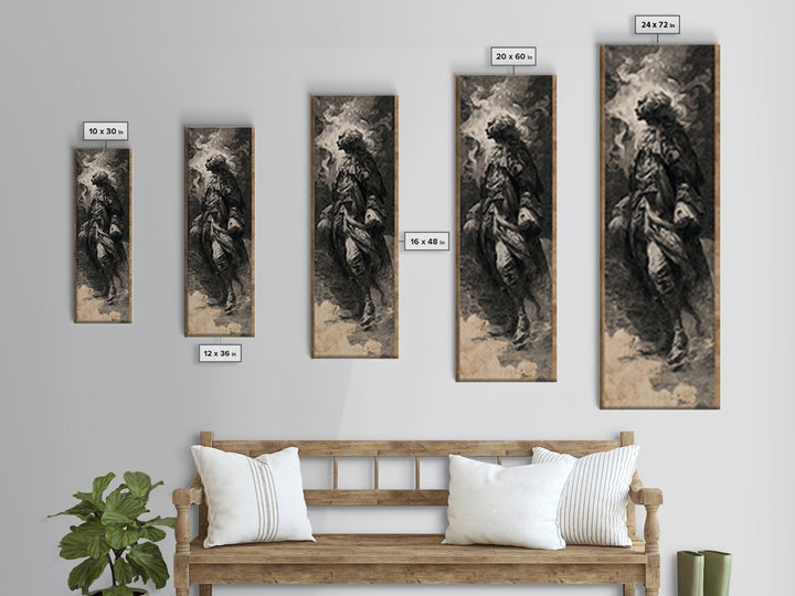 The Haunted Hotel, Baroque Witchcraft Art, Tall Narrow Wall Art, Gothic Horror Wall Art, Framed Canvas Print, Halloween Wall Art