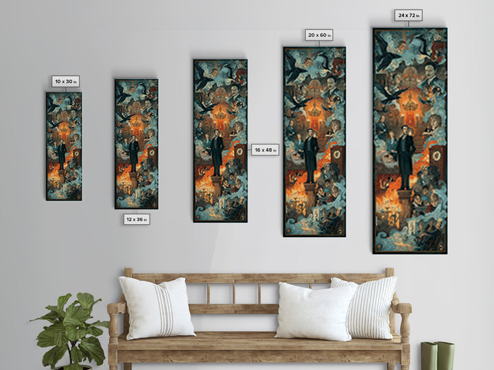 The Haunted Hotel, Gothic Nightmare Art, Tall Narrow Wall Art, Dark Fantasy Wall Art, Framed Canvas Print, Halloween Wall Art