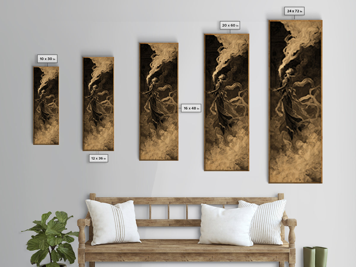 The Haunted Hotel, Apocalyptic Romantic Art, Tall Narrow Wall Art, Macabre Wall Art, Framed Canvas Print, Halloween Wall Art