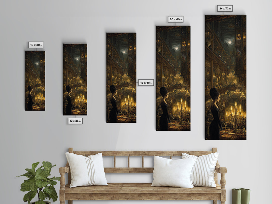 The Haunted Hotel, Ornate Symbolist Art, Tall Narrow Wall Art, Gothic Horror Wall Art, Framed Canvas Print, Halloween Wall Art
