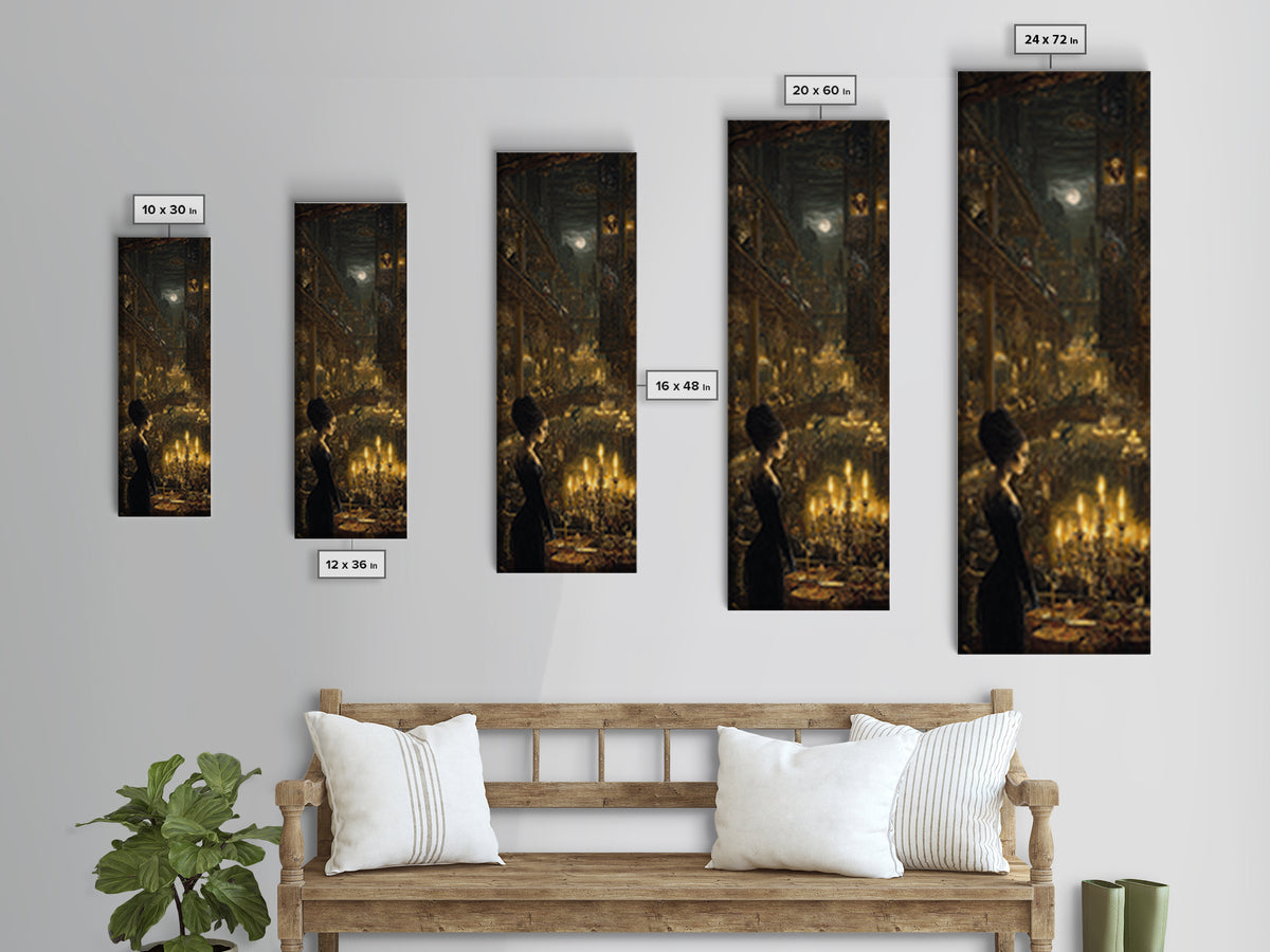 The Haunted Hotel, Ornate Symbolist Art, Tall Narrow Wall Art, Gothic Horror Wall Art, Framed Canvas Print, Halloween Wall Art