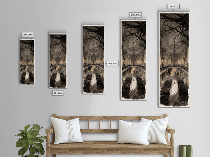 The Haunted Hotel, Decadent Gothic Art, Tall Narrow Wall Art, Gothic Horror Wall Art, Canvas Print, Halloween Wall Art