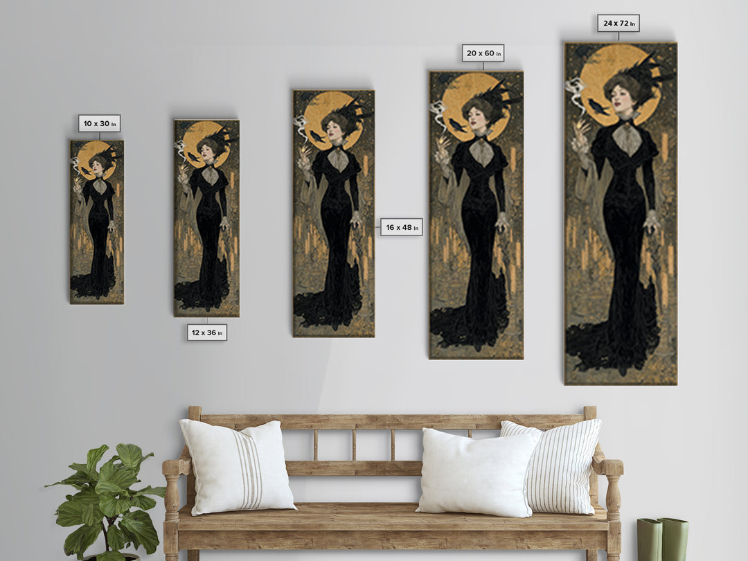 The Haunted Hotel, Symbolist Death Art, Tall Narrow Wall Art, Macabre Wall Art, Framed Canvas Print, Halloween Wall Art