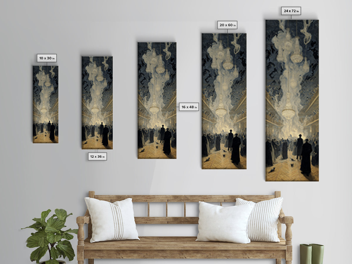 The Haunted Hotel, Symbolist Etching Art, Tall Narrow Wall Art, Dark Halloween Decor, Canvas Print, Halloween Wall Art, Spooky Wall Decor