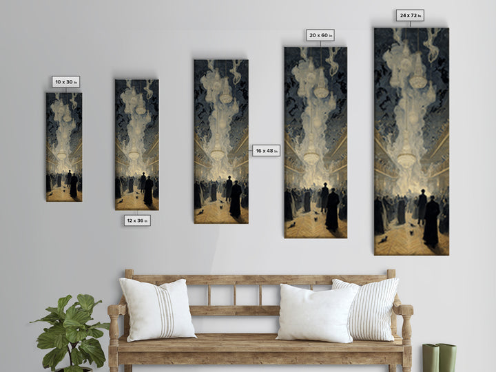 The Haunted Hotel, Symbolist Etching Art, Tall Narrow Wall Art, Dark Halloween Decor, Canvas Print, Halloween Wall Art, Spooky Wall Decor