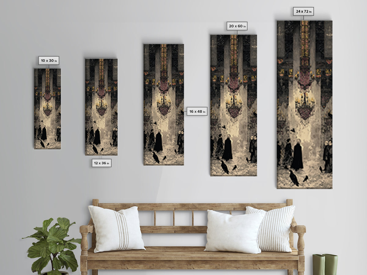 The Haunted Hotel, Stained Glass Gothic Art, Tall Narrow Wall Art, Gothic Horror Wall Art, Canvas Print, Halloween Wall Art