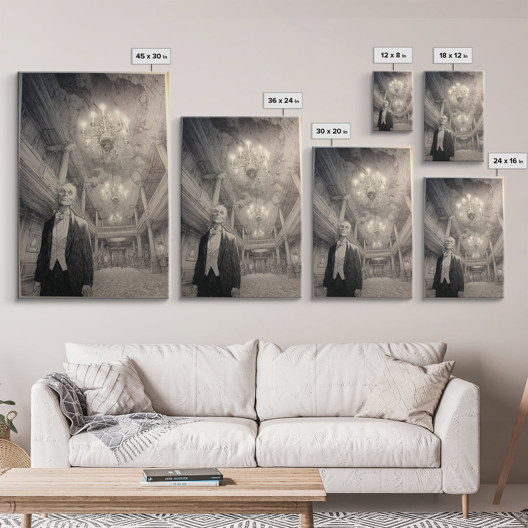 The Haunted Hotel, Victorian Macabre Art, Vertical Wall Art, Dark Fantasy Wall Art, Framed Canvas Print, Halloween Wall Art
