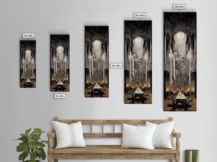 The Haunted Hotel, Surreal Apocalyptic Art, Tall Narrow Wall Art, Macabre Wall Art, Framed Canvas Print, Halloween Wall Art