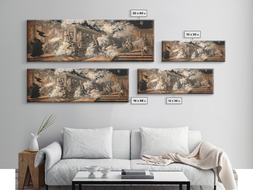 The Abandoned Train Station, Danse Macabre Art, Extra Wide Wall Art, Gothic Horror Wall Art, Canvas Print