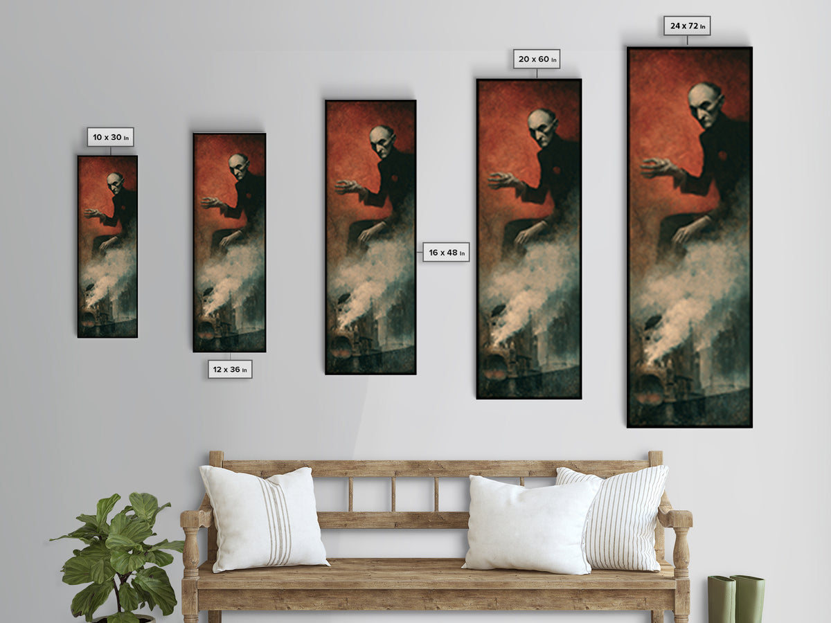 The Abandoned Train Station, Surreal Apocalyptic Art, Tall Narrow Wall Art, Gothic Horror Wall Art, Framed Canvas Print