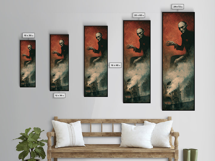 The Abandoned Train Station, Surreal Apocalyptic Art, Tall Narrow Wall Art, Gothic Horror Wall Art, Framed Canvas Print