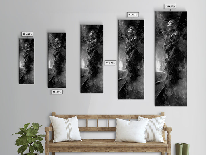 The Abandoned Train Station, Biomechanical Horror Art, Tall Narrow Wall Art, Macabre Wall Art, Framed Canvas Print, Halloween Wall Art