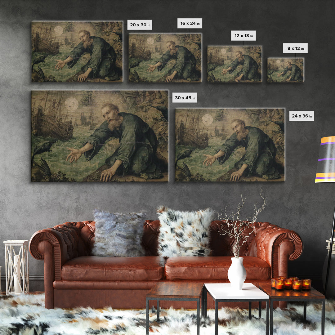 The Shipwreck Cove, Dark Renaissance Art, Landscape Wall Art, Macabre Wall Art, Canvas Print, Halloween Wall Art