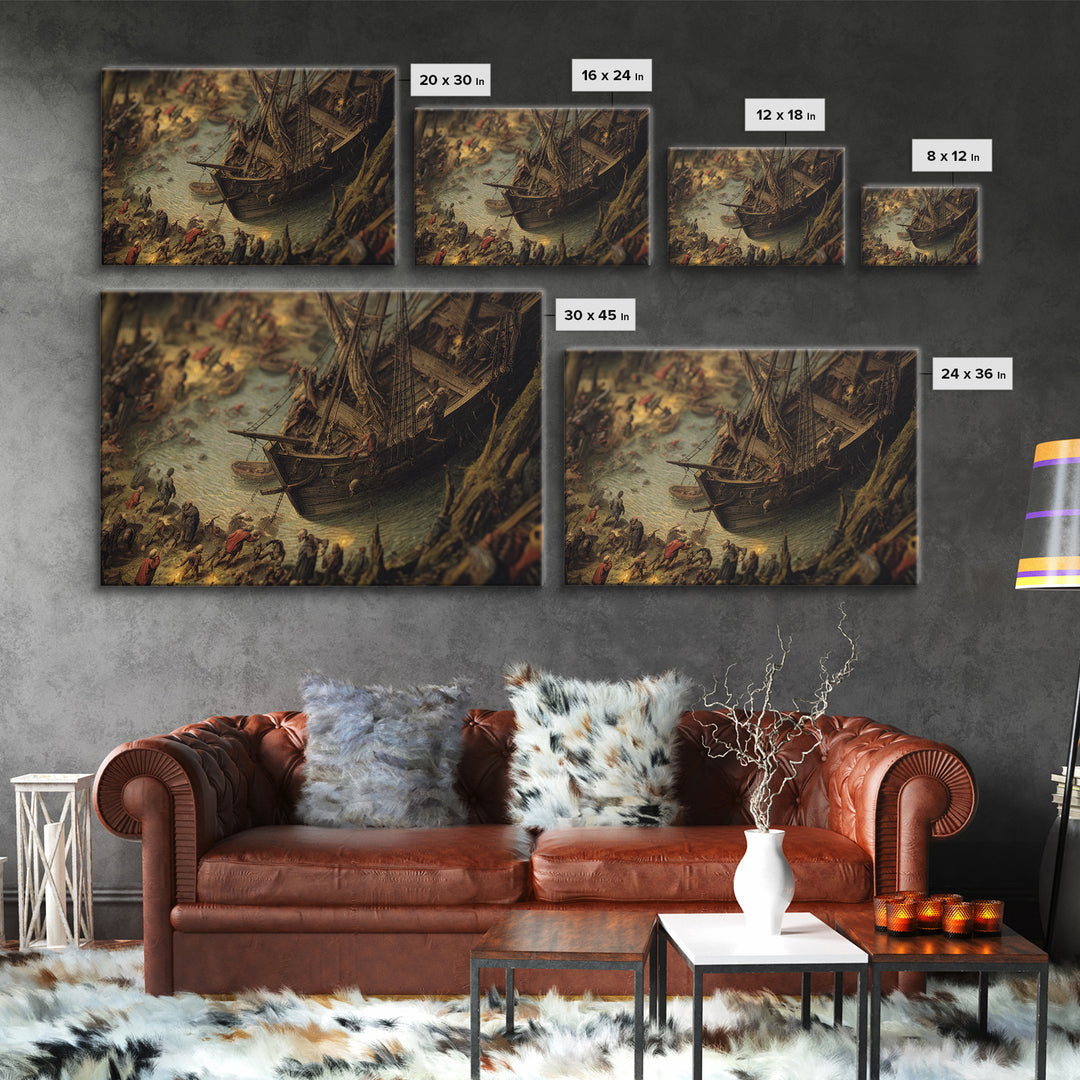 The Shipwreck Cove, Danse Macabre Art, Landscape Wall Art, Gothic Horror Wall Art, Canvas Print, Halloween Wall Art