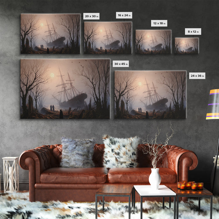 The Shipwreck Cove, Romantic Gothic Landscape, Landscape Wall Art, Dark Halloween Decor, Canvas Print, Halloween Wall Art