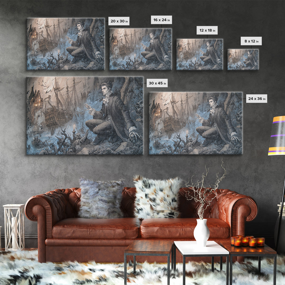 The Shipwreck Cove, Victorian Macabre Art, Landscape Wall Art, Dark Fantasy Wall Art, Canvas Print, Halloween Wall Art, Dark Fantasy Art