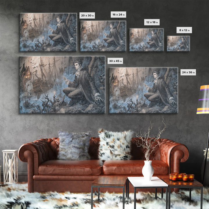 The Shipwreck Cove, Victorian Macabre Art, Landscape Wall Art, Dark Fantasy Wall Art, Canvas Print, Halloween Wall Art, Dark Fantasy Art