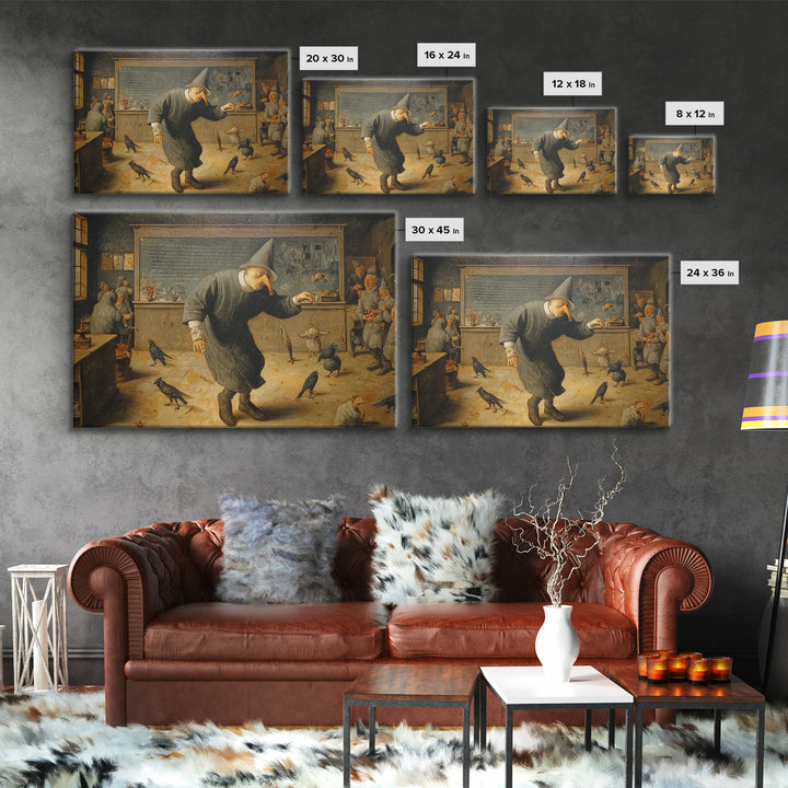 The Silent Schoolhouse, Northern Renaissance Horror, Landscape Wall Art, Dark Fantasy Wall Art, Canvas Print, Halloween Wall Art