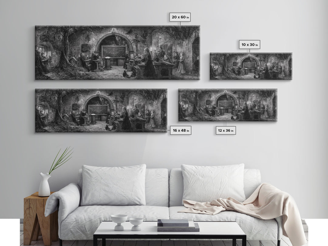 The Silent Schoolhouse, Dark Romantic Horror Art, Extra Wide Wall Art, Dark Halloween Decor, Framed Canvas Print, Halloween Wall Art