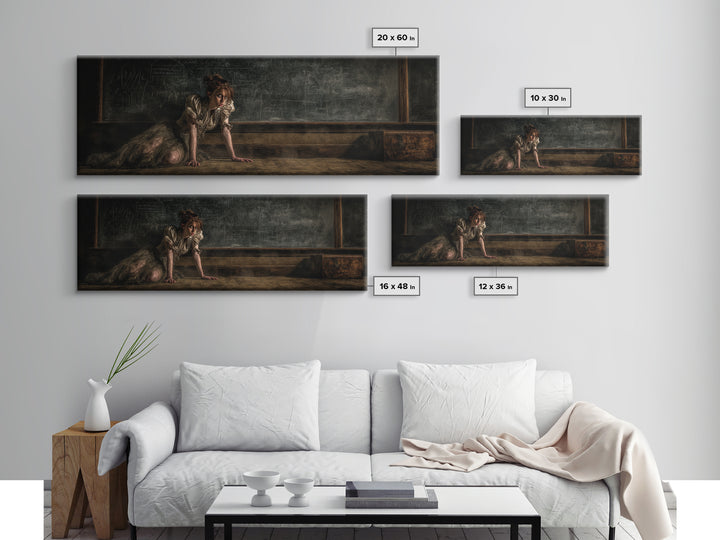 The Silent Schoolhouse, Gothic Nightmare Art, Extra Wide Wall Art, Gothic Horror Wall Art, Framed Canvas Print, Halloween Wall Art