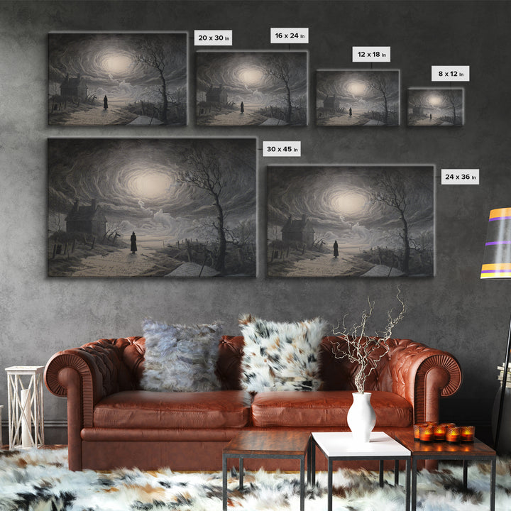 The Silent Schoolhouse, Romantic Gothic Landscape, Landscape Wall Art, Gothic Horror Wall Art, Canvas Print, Halloween Wall Art