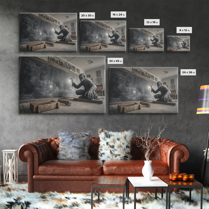 The Silent Schoolhouse, Expressionist Nightmare Art, Landscape Wall Art, Dark Halloween Decor, Canvas Print, Halloween Wall Art