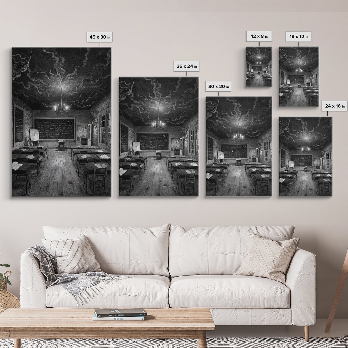 The Silent Schoolhouse, Victorian Macabre Art, Vertical Wall Art, Gothic Horror Wall Art, Framed Canvas Print, Halloween Wall Art