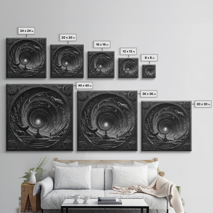 The Silent Schoolhouse, Biomechanical Horror Art, Square Wall Art, Macabre Wall Art, Canvas Print, Halloween Wall Art, Statement Wall Art