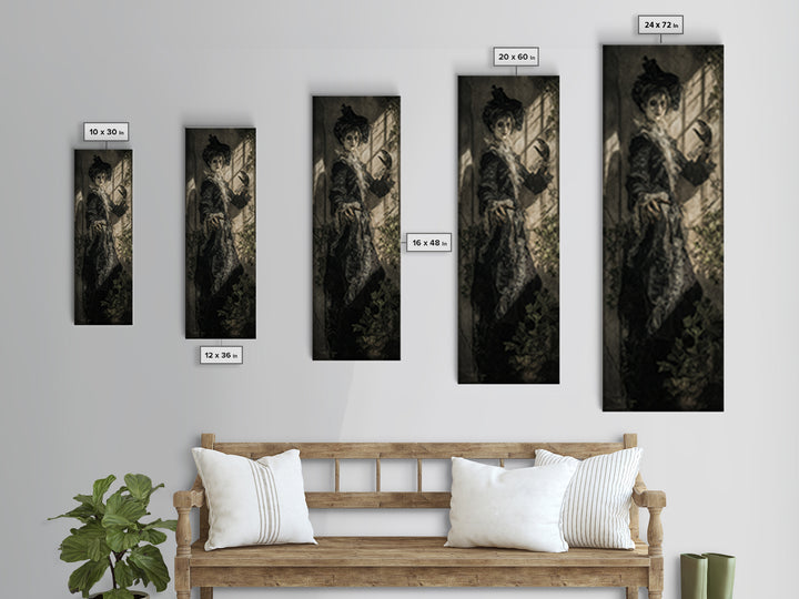 The Cemetery Greenhouse, Dark Romantic Horror Art, Tall Narrow Wall Art, Gothic Horror Wall Art, Framed Canvas Print, Halloween Wall Art