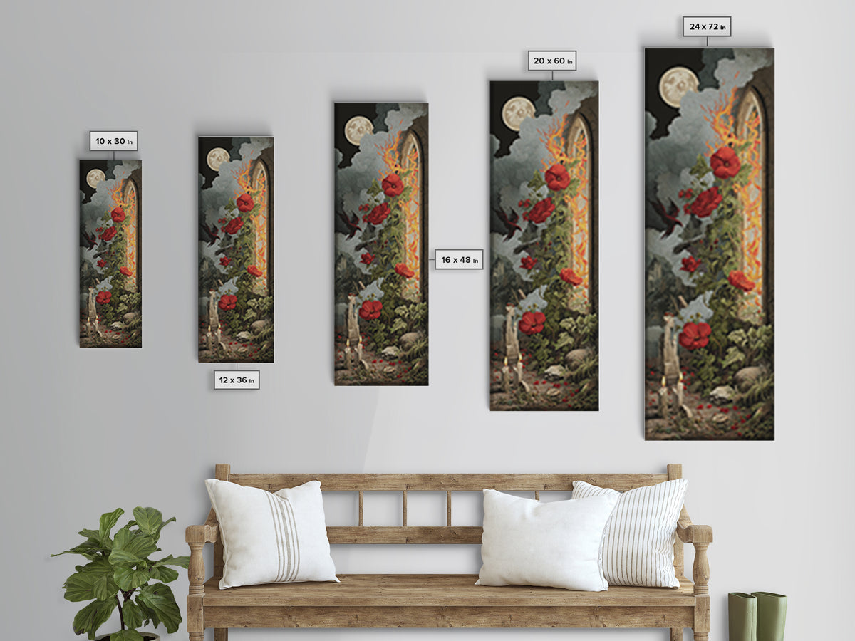 The Cemetery Greenhouse, Visionary Gothic Art, Tall Narrow Wall Art, Macabre Wall Art, Canvas Print, Halloween Wall Art