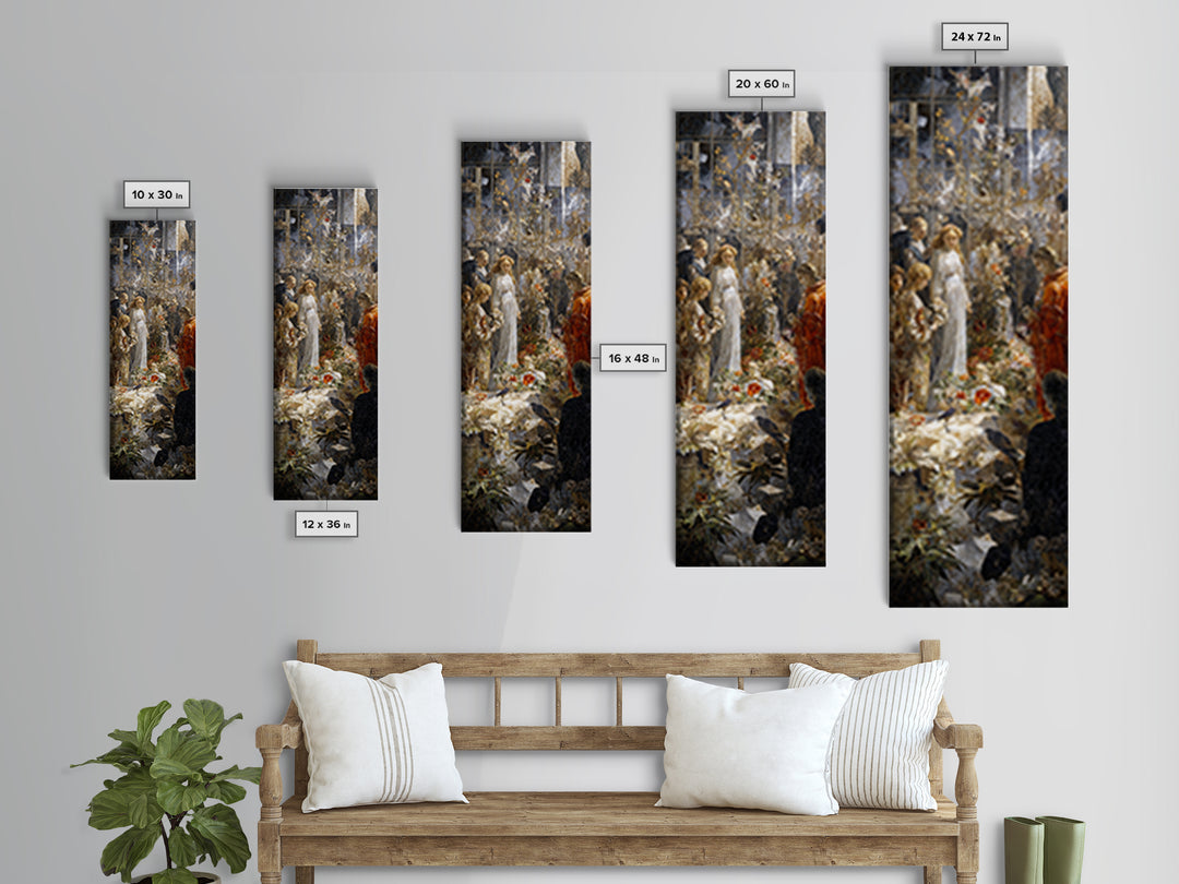 The Cemetery Greenhouse, Ornate Symbolist Art, Tall Narrow Wall Art, Dark Fantasy Wall Art, Framed Canvas Print, Halloween Wall Art