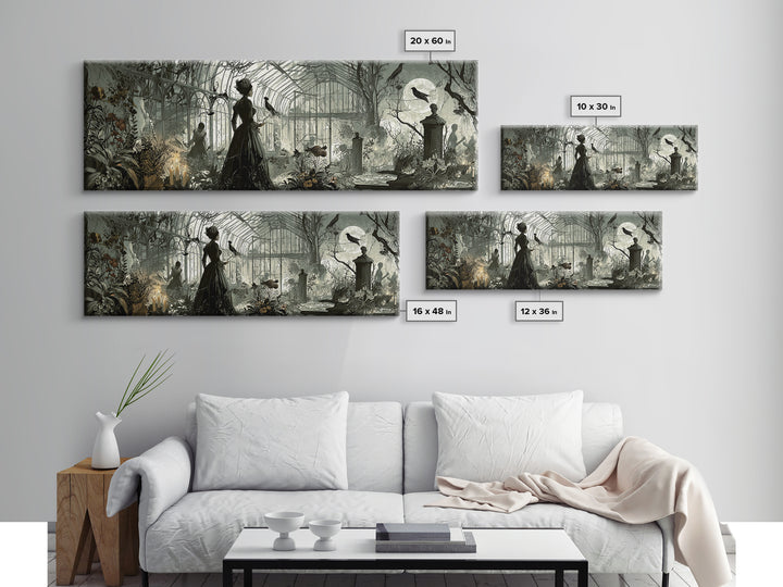 The Cemetery Greenhouse, Decadent Gothic Art, Extra Wide Wall Art, Dark Fantasy Wall Art, Canvas Print, Halloween Wall Art