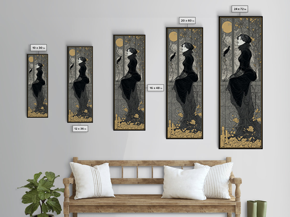 The Cemetery Greenhouse, Decadent Line Art, Tall Narrow Wall Art, Gothic Horror Wall Art, Canvas Print, Halloween Wall Art