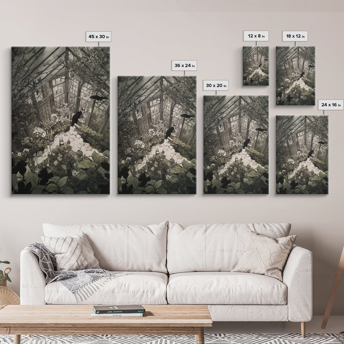 The Cemetery Greenhouse, Victorian Macabre Art, Vertical Wall Art, Dark Halloween Decor, Canvas Print, Halloween Wall Art