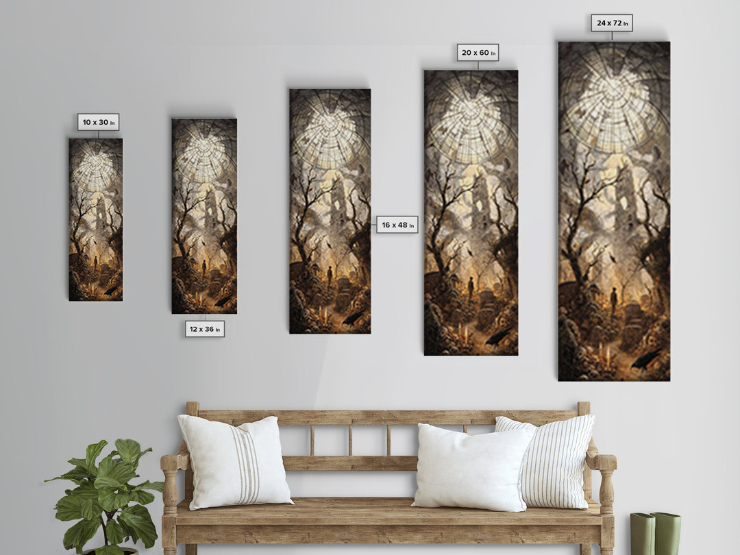The Cemetery Greenhouse, Surreal Apocalyptic Art, Tall Narrow Wall Art, Dark Halloween Decor, Framed Canvas Print