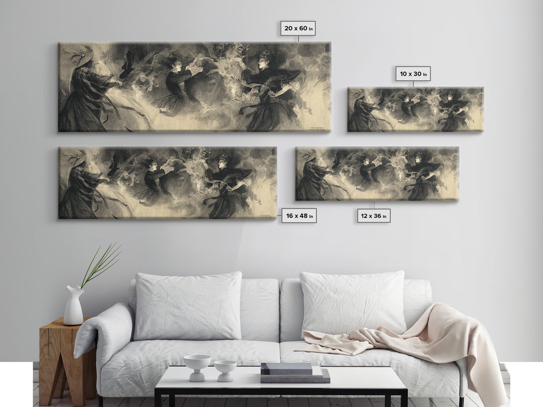 The Midnight Masquerade, Symbolist Dream Art, Extra Wide Wall Art, Gothic Horror Wall Art, Framed Canvas Print, Halloween Wall Art