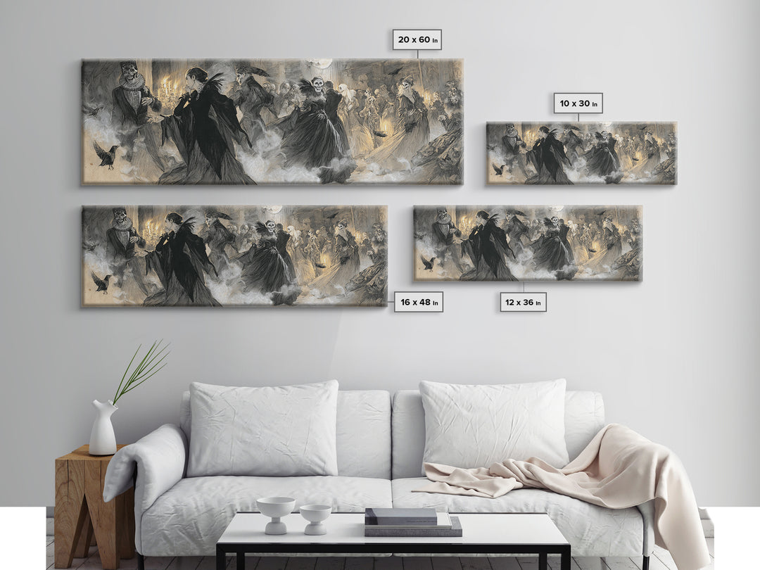 The Midnight Masquerade, Decadent Gothic Art, Extra Wide Wall Art, Gothic Horror Wall Art, Canvas Print, Halloween Wall Art