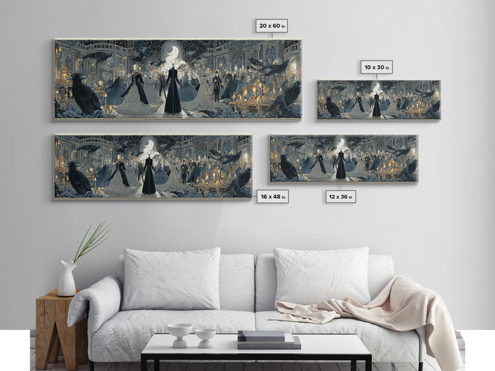 The Midnight Masquerade, Victorian Macabre Art, Extra Wide Wall Art, Gothic Horror Wall Art, Canvas Print, Halloween Wall Art
