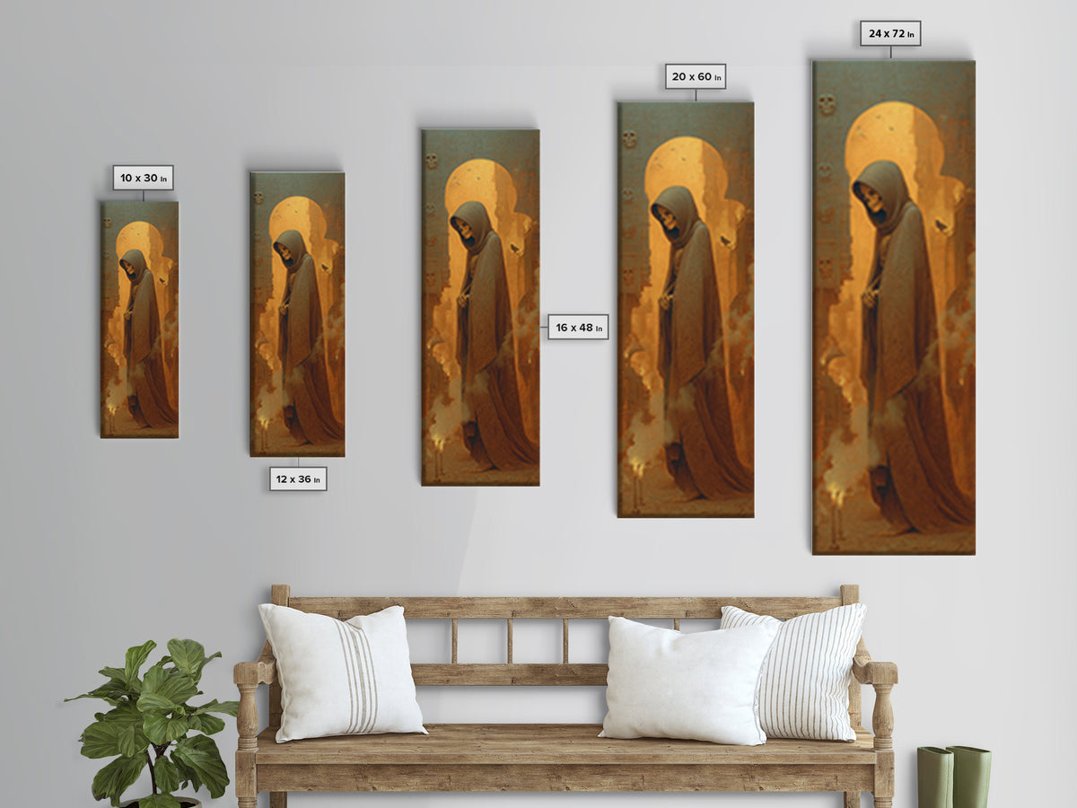 The Midnight Masquerade, Surreal Apocalyptic Art, Tall Narrow Wall Art, Gothic Horror Wall Art, Canvas Print, Halloween Wall Art