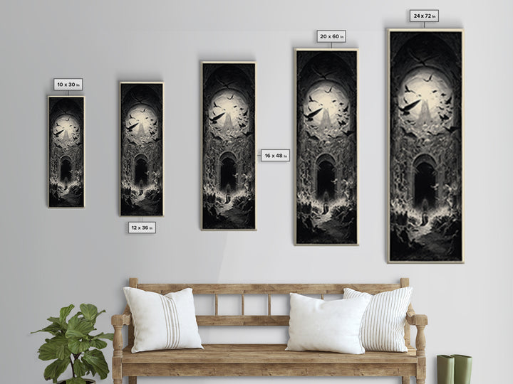 The Ghost Wedding, Gothic Engraving Art, Tall Narrow Wall Art, Macabre Wall Art, Canvas Print, Halloween Wall Art, Seasonal Home Decor