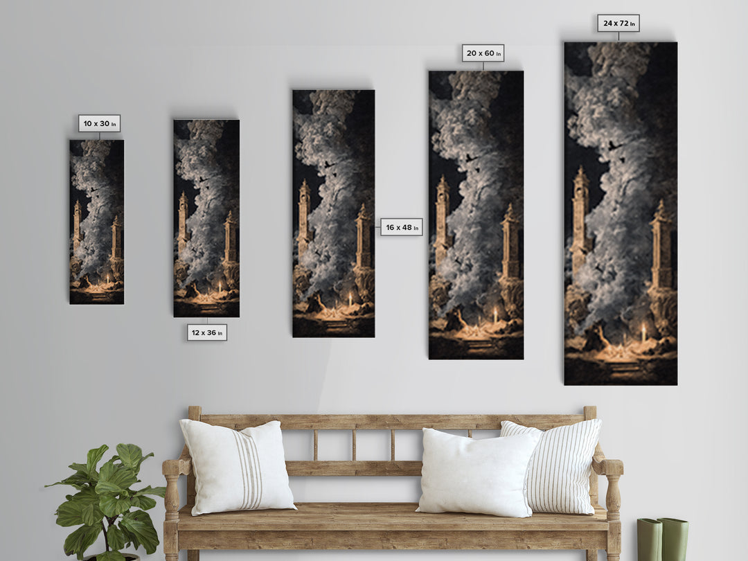 The Ghost Wedding, Baroque Witchcraft Art, Tall Narrow Wall Art, Macabre Wall Art, Canvas Print, Halloween Wall Art, Spooky Wall Decor