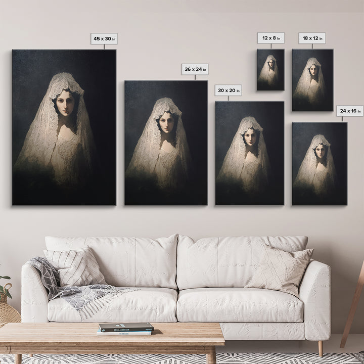 The Ghost Wedding, Dark Romantic Horror Art, Vertical Wall Art, Gothic Horror Wall Art, Framed Canvas Print, Halloween Wall Art