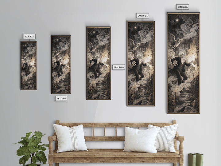 The Ghost Wedding, Visionary Gothic Art, Tall Narrow Wall Art, Dark Fantasy Wall Art, Canvas Print, Halloween Wall Art