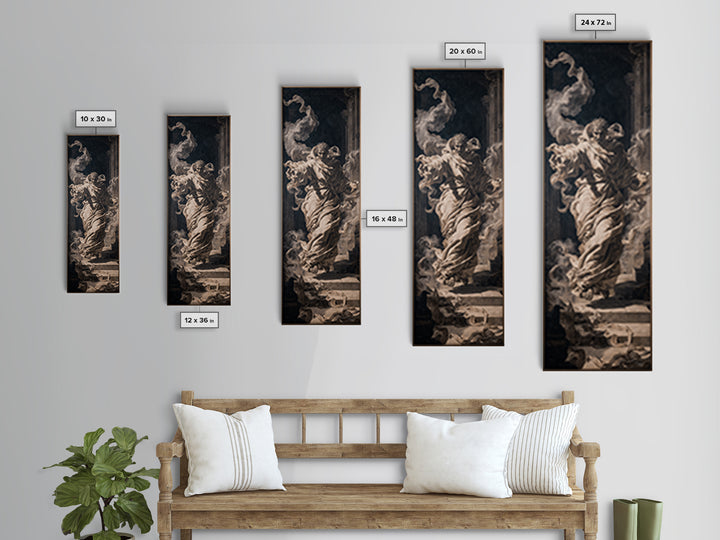 The Ghost Wedding, Architectural Etching Art, Tall Narrow Wall Art, Gothic Horror Wall Art, Canvas Print, Halloween Wall Art